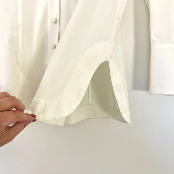 Lafayette 148 New York Ivory Button Up Shirt $448 Elegant Cuffs Women's Size 8‎ - Picture 4 of 8